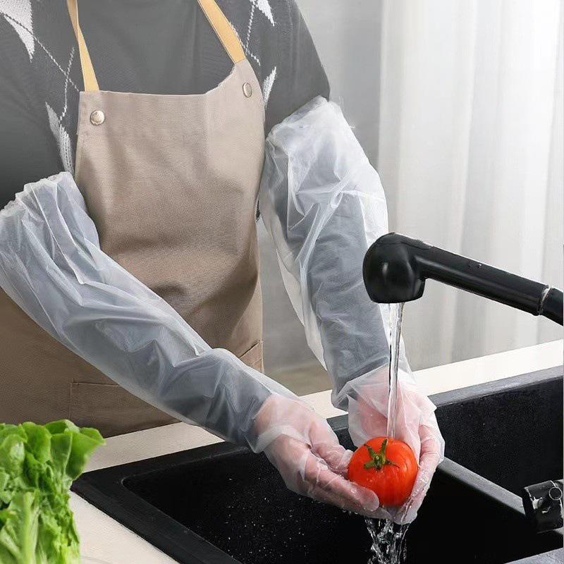 

Одноразовые перчатки из CPE для дома с удлиненной манжетой для кухни, мытья посуды, стирки и зимней уборки