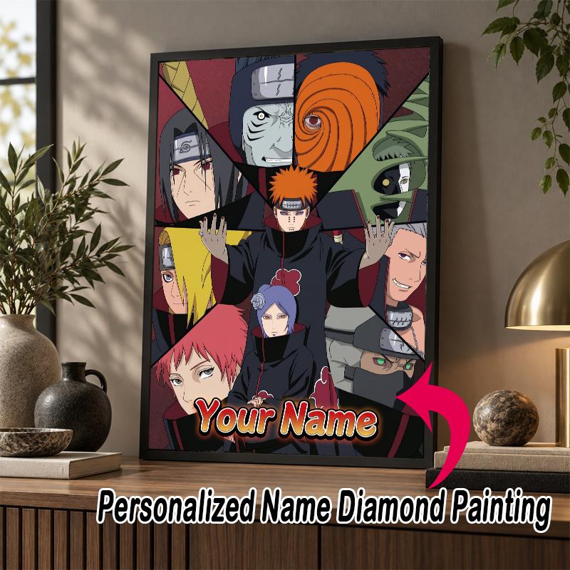 Personalized Akatsuki Naruto Diamond Art Custom Name 5D Diamond Painting Full Drill DIY Craft