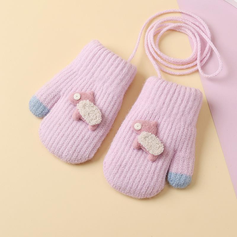 Warm Cartoon Children Gloves Fleece Coldproof Kids Full Fingers Gloves Warm Knitted
