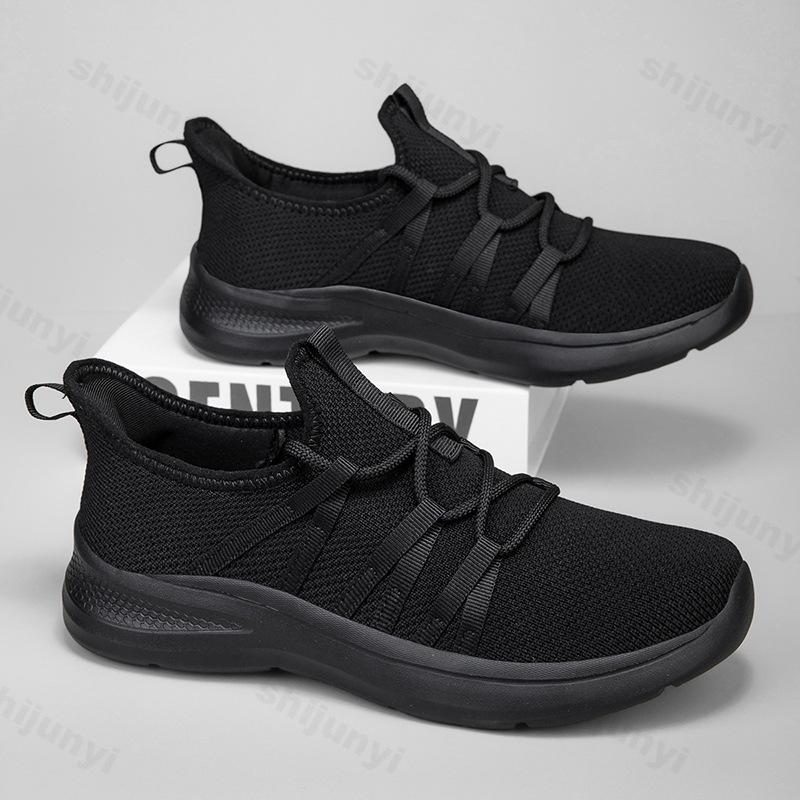 

Fashion 2025 Spring Men s Lace Up Mesh Breathable Lightweight Foot Covering Hiking Shoes Casual Comfortable Fashion Running Sports Shoes 35 чёрный