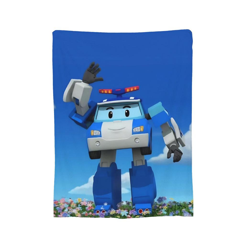 R-Robocars P-Polis Flannel Blanket Helly Awesome Throw Blanket For Bed Sofa Couch 150*125Cm Bedspreads,
