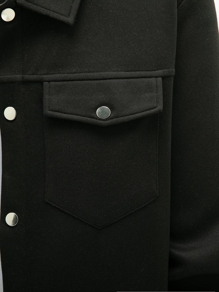 2024 Men's Casual Solid Color Single-Breasted Long-Sleeved Jacket - European & American Style.