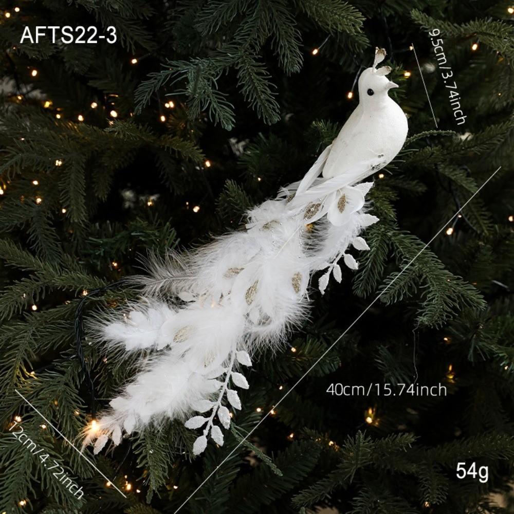 Neue realistische glitzernde Weihnachts-Pfau-Ornamente Glitzer Simulieren Faux Pfau Simulationsvogel Dekor Weihnachtsbaum