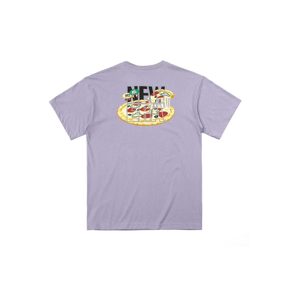 New Era X MLB Collaboration Pizza Letter Print Casual Crew Neck Short Sleeve T-Shirt Unisex T-Shirt Purple 12848772