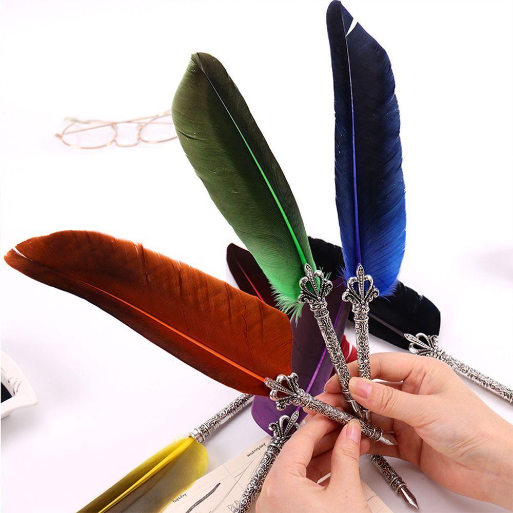 

Oblique Carved Metal Fancy Dip Set Font Gift Pens Nib Quill Calligraphy Fountain Pen синій