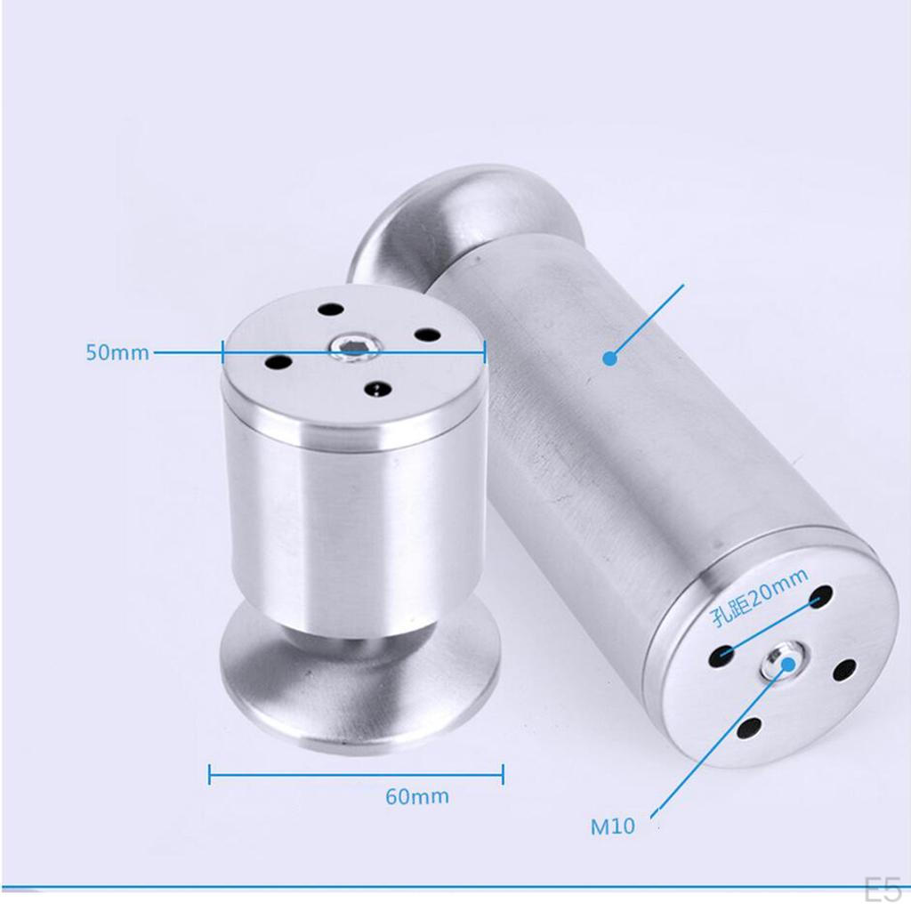 Furniture Legs Stainless 2inch Diameter, 2pcs Pack, With No-skip Rubber Base
