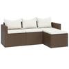Garden Lounge Set Brown Poly Rattan