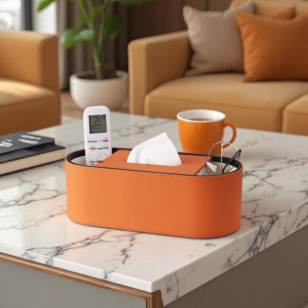 Luxury Leather Oval Tissue Box for Living Room or Bedroom Decor
