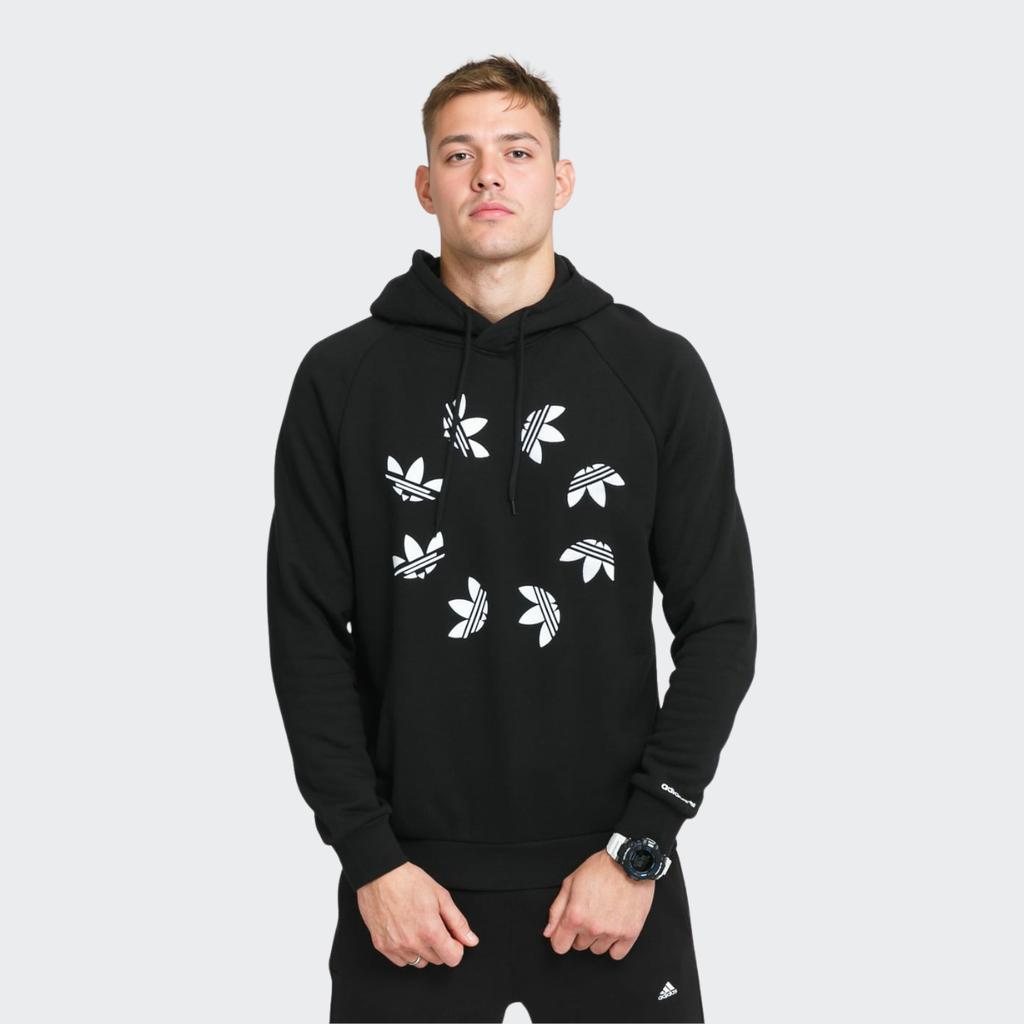 Adidas Originals Trefoil Pattern Sports Pullover Hoodie Men Hoodie Black H37736
