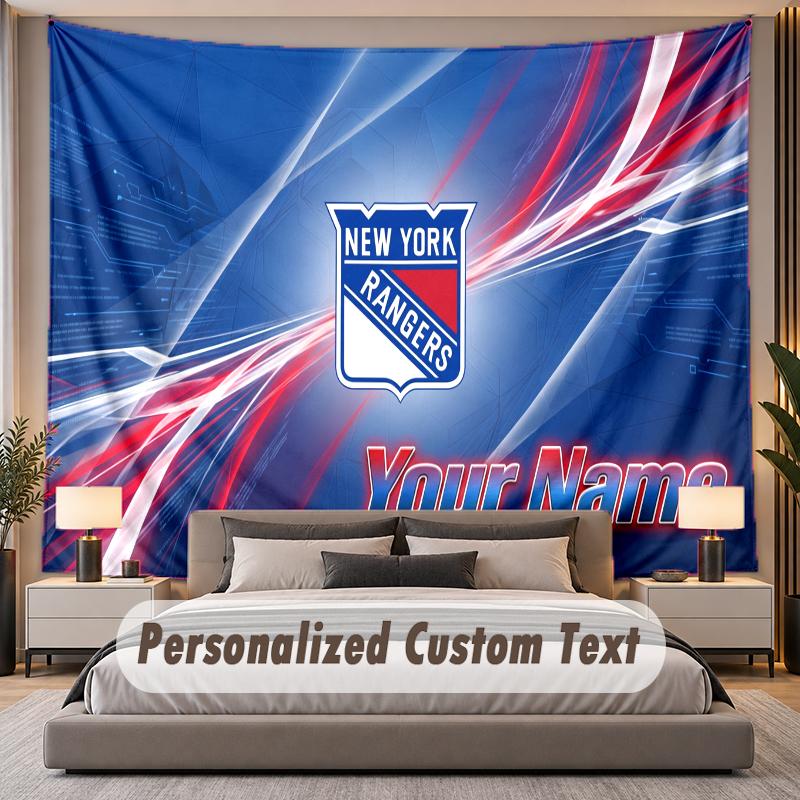 Custom Name Text Tapestry New York Rangers Personalized Polyester Wall Tapestry For Bedroom And Room