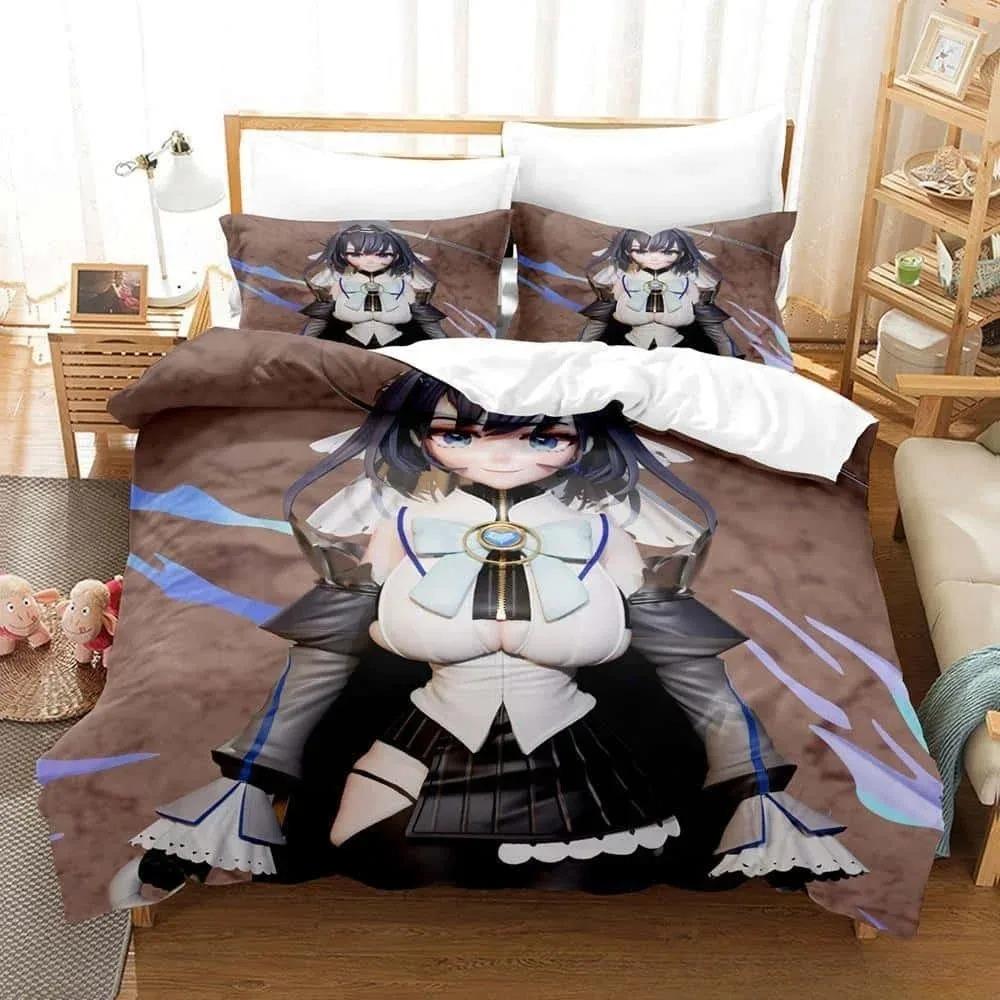 3D Print Anime Ouro Kronii Bedding Set Single Twin Full Queen King Size Bed Set Adult Kid Bedroom Duvet Cover Set Home Textiles