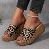Fashion Chunky Platform Wedges Sandals Women Sexy Peep Toe Leopard Slippers Women 2025 Summer High Heel Anti Slip Sandalias Mujer