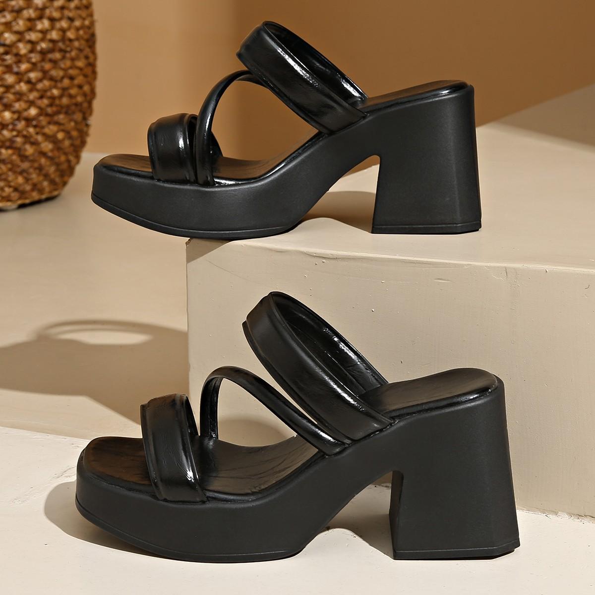 

2025 новые летние шлепанцы на толстой подошве и платформе для женщин, модная ниша, высококлассные крутые шлепанцы 42 чёрный