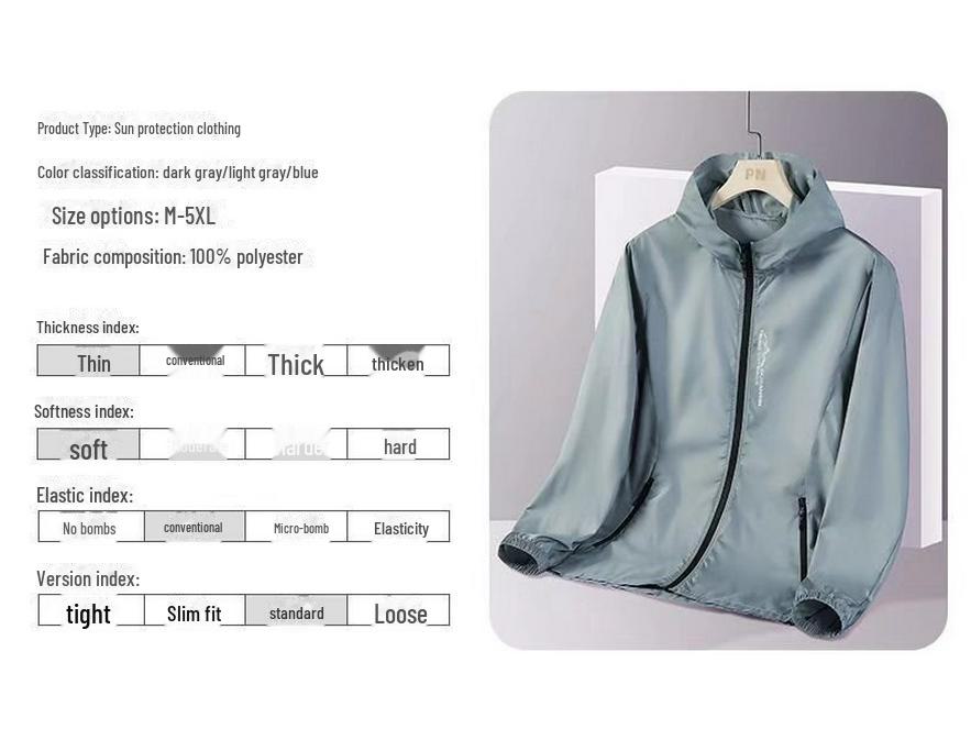 Sonnenschutzjacke aus Eisseide für den Sommer für Herren und Damen – trendig, leicht, atmungsaktiv, perfekt für Freizeitaktivitäten im Freien und zum Angeln.