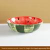 Hand-Painted Watermelon Design Large Ceramic Noodle Bowl with Underglaze Snails Pattern - Fresh, Deep & Stylish.