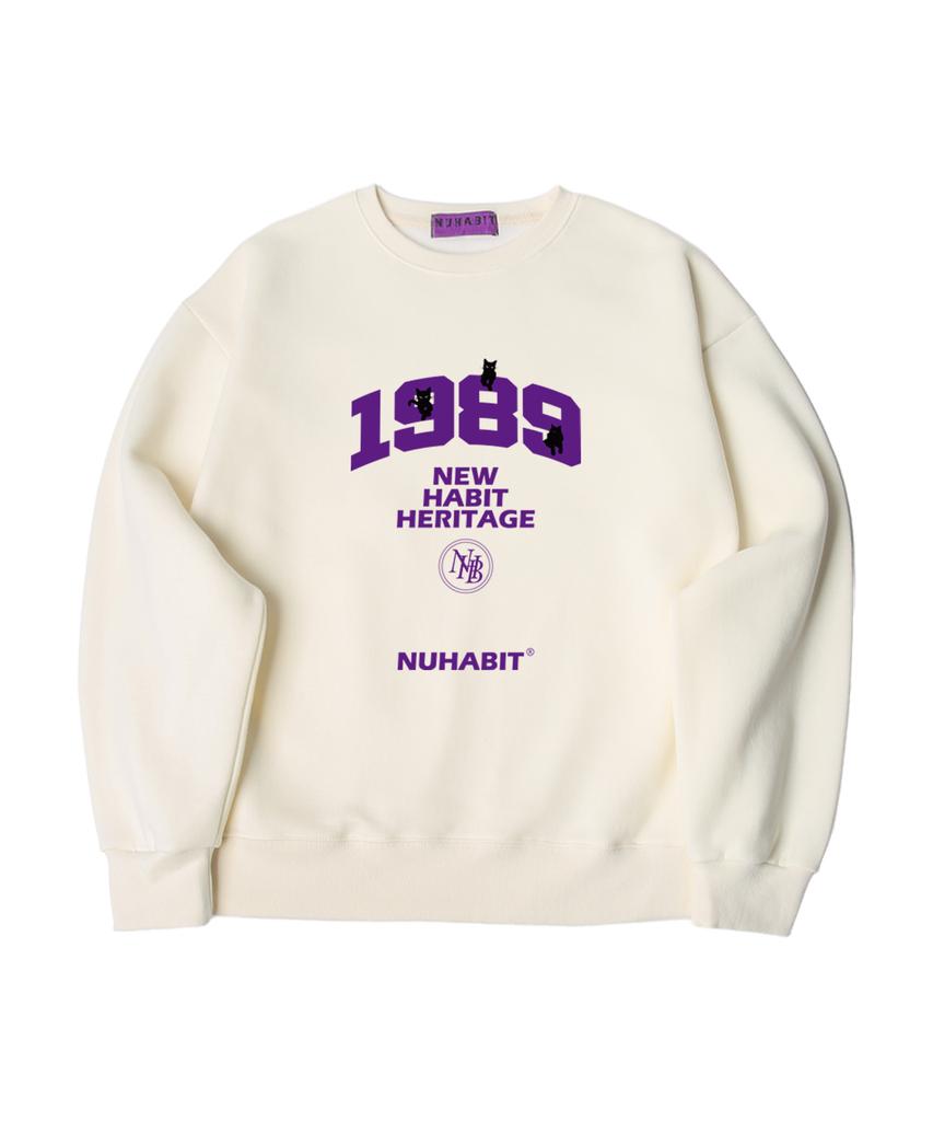 New Habit N/H Nhh Cats Oversized Fleece-Lined Sweatshirt_Ivory (Som4-4Nh1213)