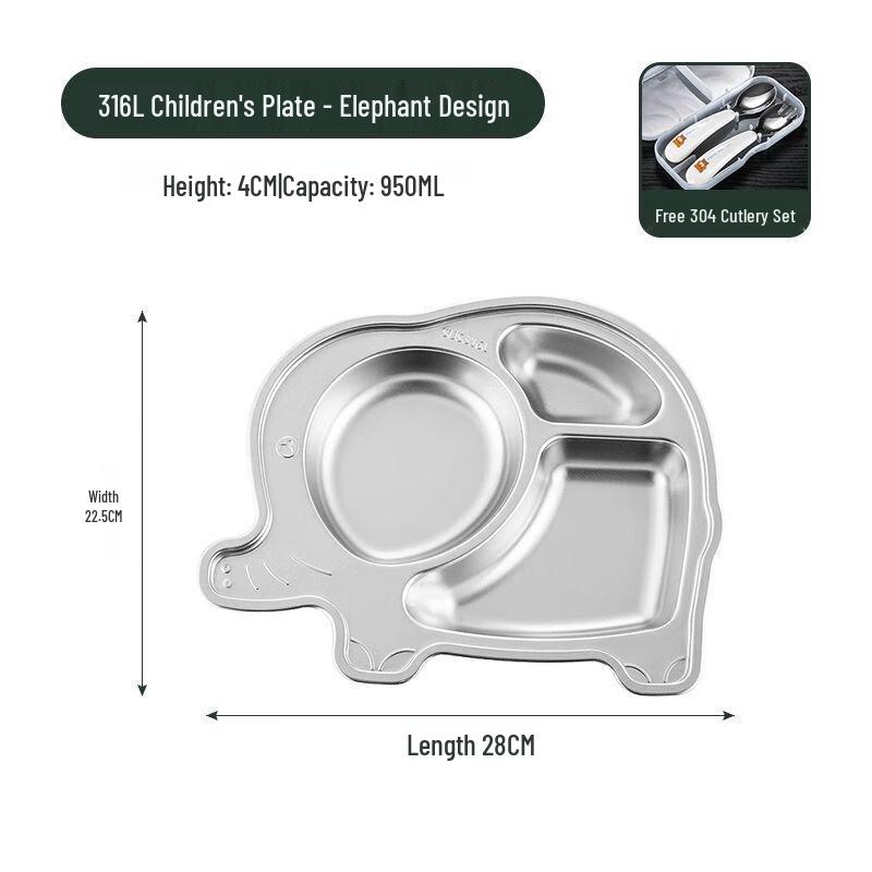 Jiakangming 316L Stainless Steel Divided Kids Plate