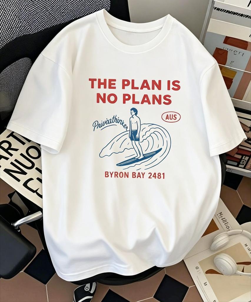 No Plan Print Unisex Unisex Tshirts Sports Street Casual Fashion Y2k Fun Simple Trendy Pop Couple Shortsleeve Summer Tops Clothing