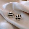 Silver Needle Korean Version Elegant Black and White Plaid Earrings
