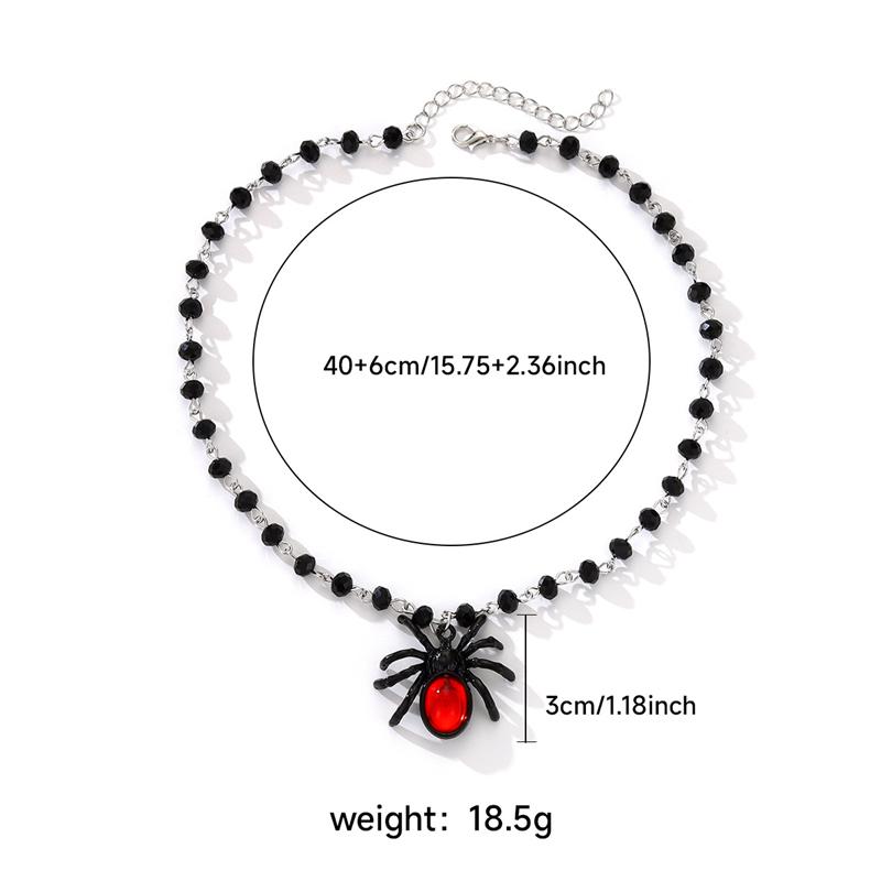 Punk Halloween Necklace for Women Men Fashion Spider Crystal Stainless Steel Necklace Cosplay Party Jewelry Gift
