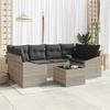 7 Piece Sofa Set with Cushions Light Grey Poly Rattan