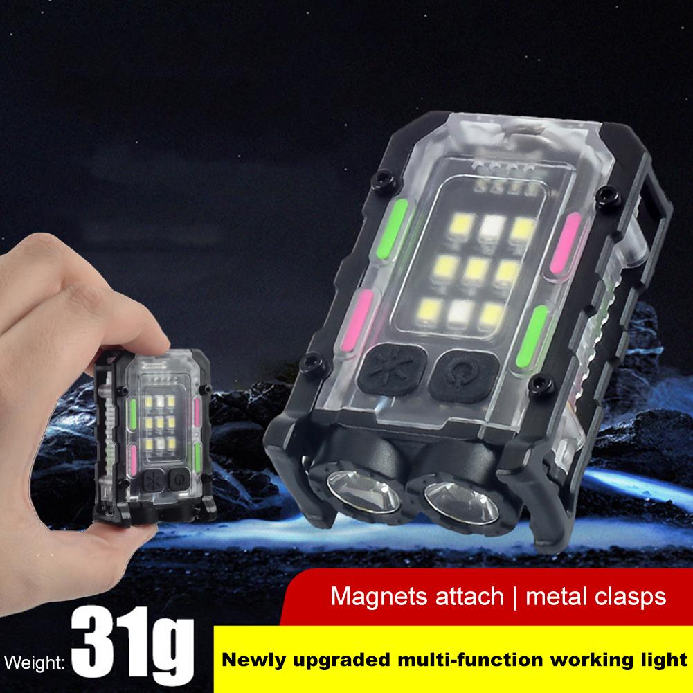 LED Mini Keychain Flashlight USB Charging High Bright Flashlight 400mAh Portable Hat Clip Lamp for Camping Fishing Walking