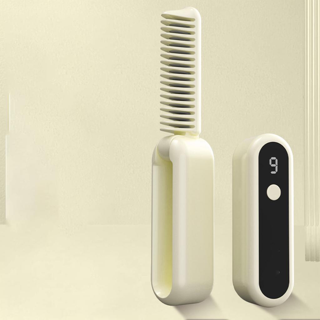 Foldable Straight Hair Comb Mini Portable Charging Wireless Negative Ion No Damage To Hair Curling and Straightening Dual-purpose Hair Straightener
