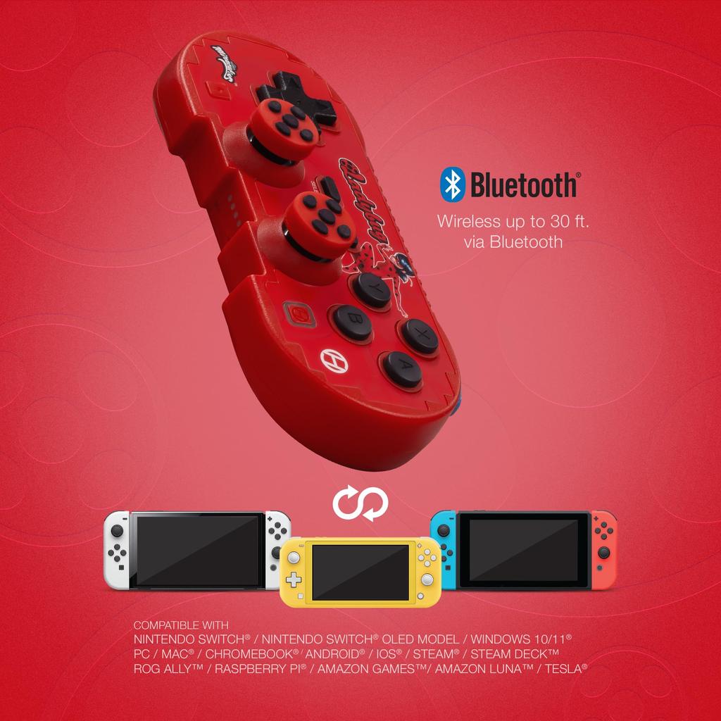 Hyperkin Pixel Art Bluetooth Wireless Game Official Miraculous Ladybug Retro Special Turbo Function Compatible with Nintendo Switch and iOS