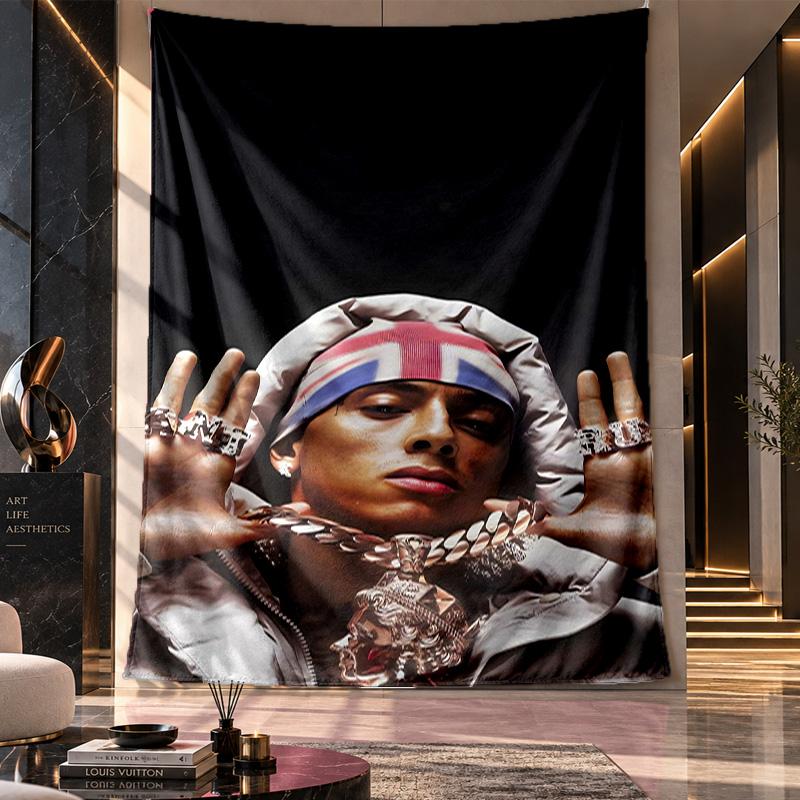 Wall Hanging Tapestry,Central Cee Printed Fabric Backdrop For Dorm Room Party Decoration