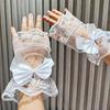 Flower Fake Sleeves Mesh Mittens Bridal Dress Accessory Wrist Cuffs  Lolita
