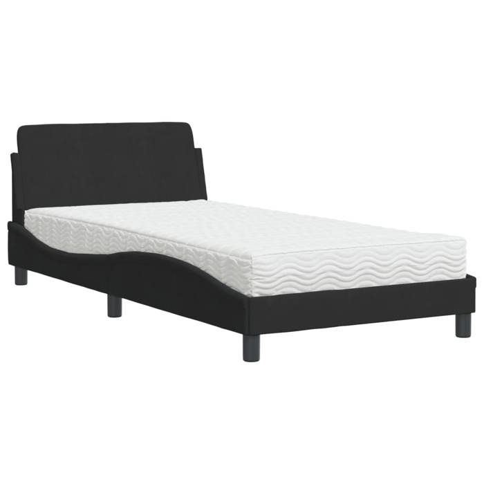 VidaXL Lit avec matelas noir 100x200 cm velours 3208353