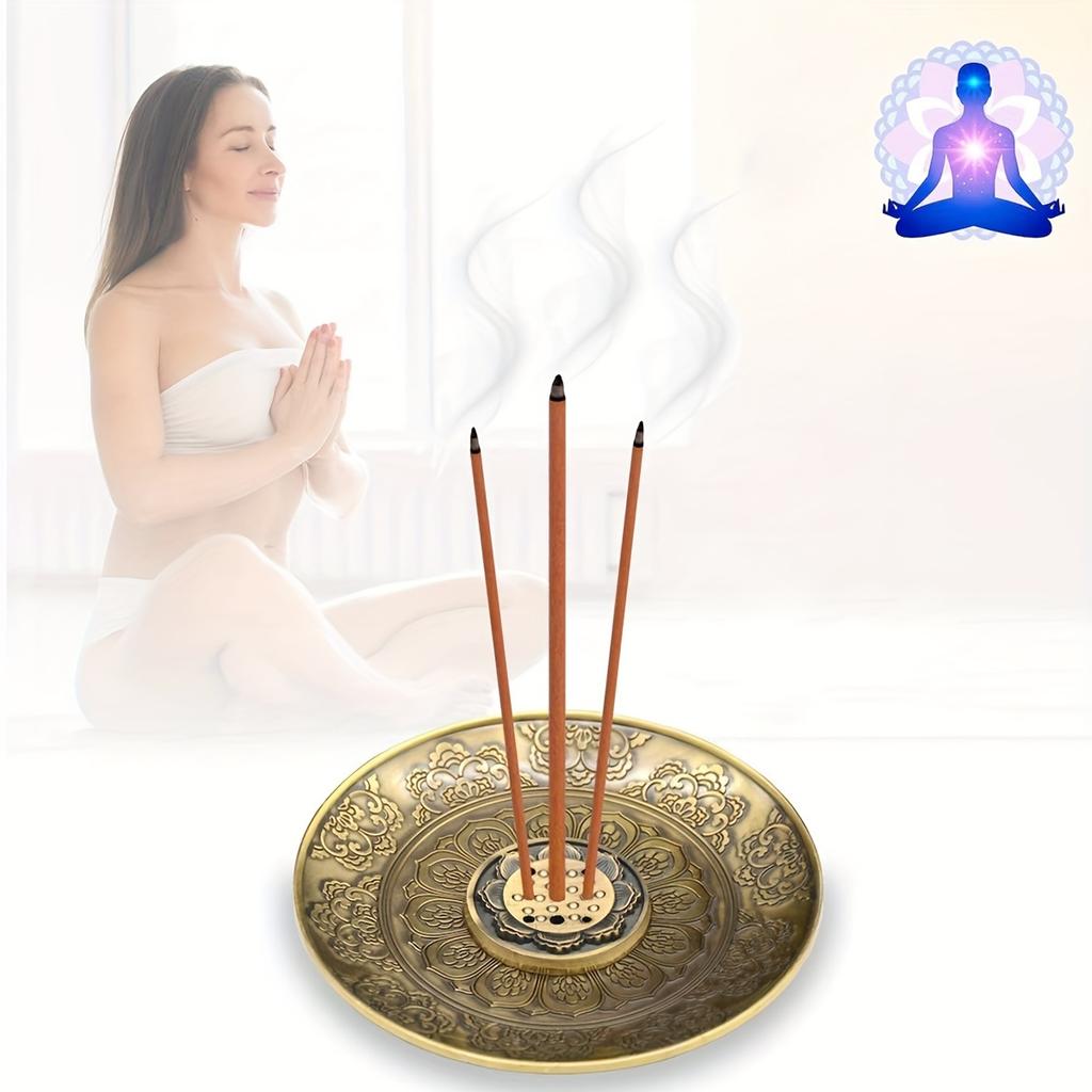 Eleganter Zen für Lotusblume Metall Räuchergefäß - Legierung Yoga Räucherstäbchenhalter mit Aschefänger, Ideal für ruhige Heimdekoration