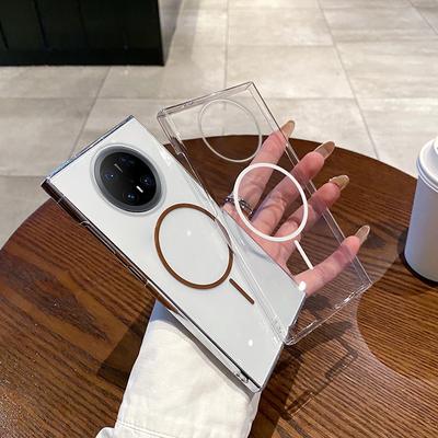 Applicable To Huawei Mate70PRO Mobile Phone Case HD PC Fully Transparent Fine Circle Magnetic Mate60 Anti-fall Protection Case