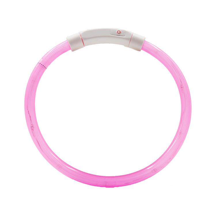 

USB Rechargeable LED Pet Light-Up Collar - Luminous Neckband with Point Light Strip Style Small розовый