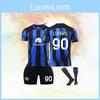 Conjunto de Camisa de Futebol Inter de Milão 90 Lukaku Infantil Temporada 23/24 Tecido de Poliéster Incluído