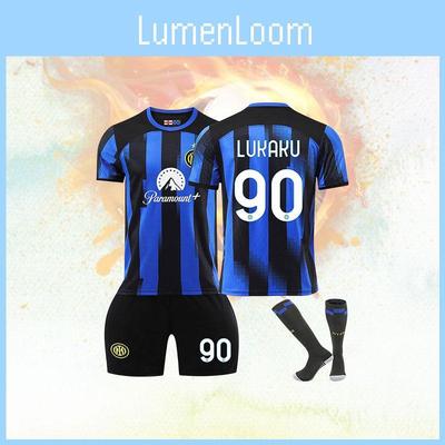 Inter Mailand 90 Lukaku Kinder 23/24 Saison Fußballtrikot Set Polyesterstoff Inklusive