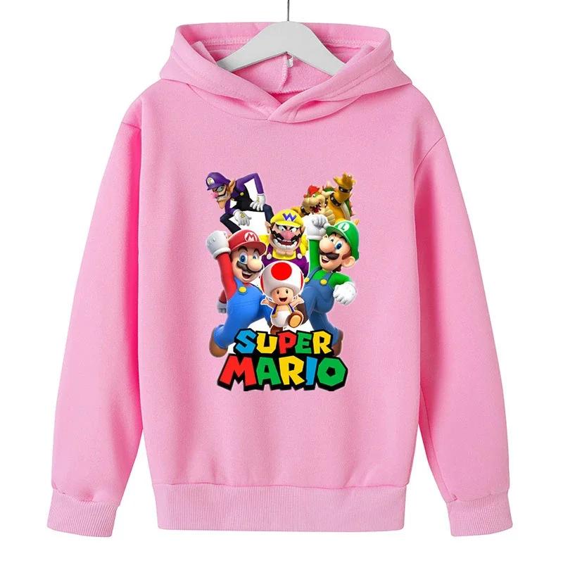 MINISO Girls Game Mario bros Hoodies Kids Baby Child Cartoon Tops Spring Children Long Sleeve Print Sweatshirt Autumn Boys Pullovers