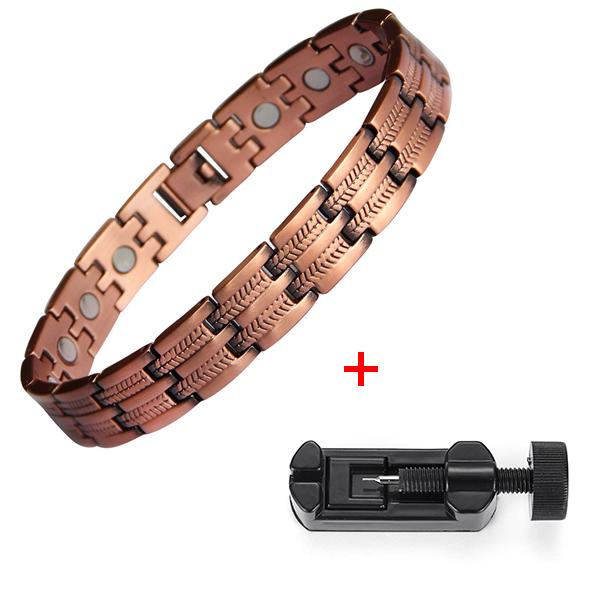 22CMTrendy Pure Copper Magnetic Pain Relief Bracelet for Men Therapy Magnets Bangle Link Chain Women Health Care Jewelry Wholesale