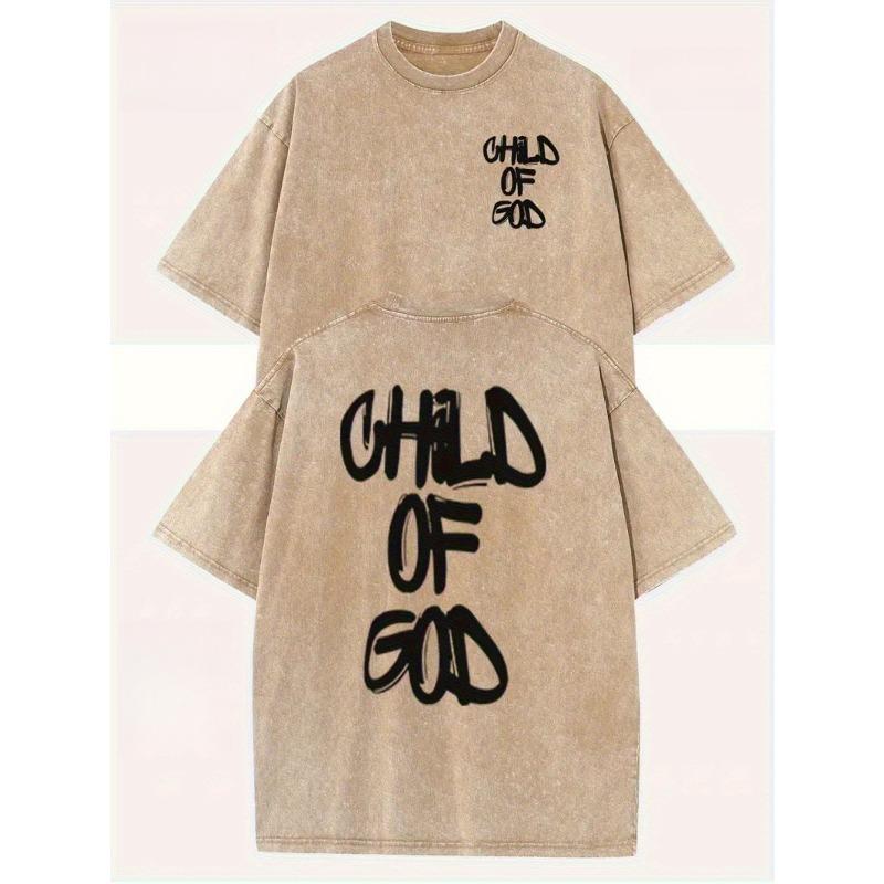 Letter Double-Sided Printing Men'S Washed T-Shirt, Retro T-Shirt, Animation Pattern, Street Fashion, Summer Casual Rock Clothing