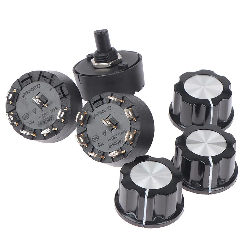 1Pcs 2/3/4/5/6/7/8 Gear With Knob Cap Rotary Gear Switch 6A 250V Power Switch