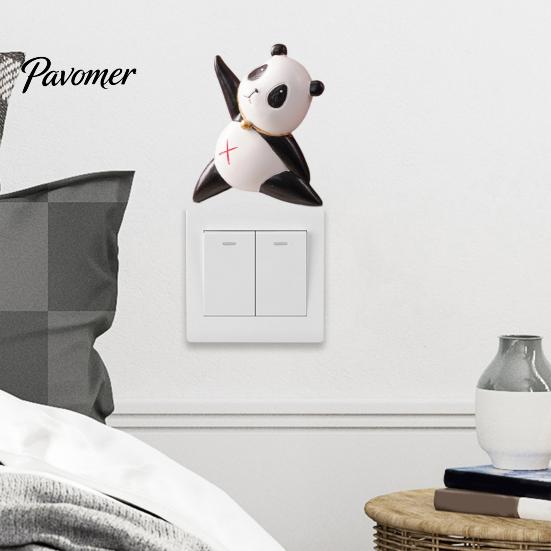 Panda Room Decor 3D Light Switch Sticker, Cute Decal, Easy Peel Resin Cover & Stick Wall Art for Home Bedroom Living Cartoon Surround