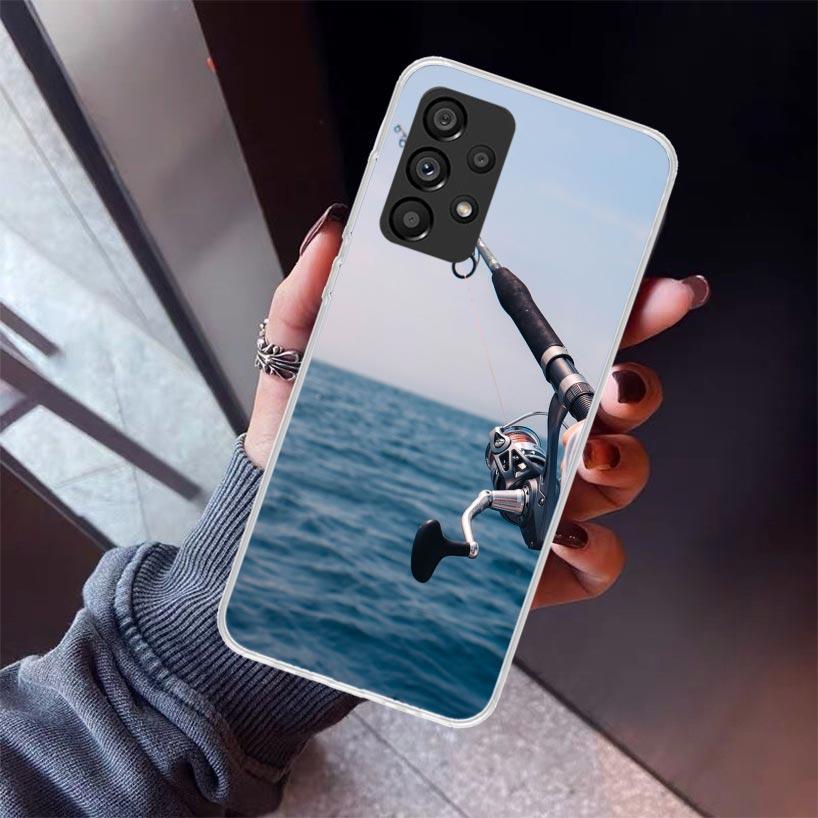 Carp Fish Fishing Rod Hook Phone Case For Samsung Galaxy A52 A51 A50S A32 A22 A12 A02S A72 A71 A31 A70 A30S Note 20 Ultra 10 Plu