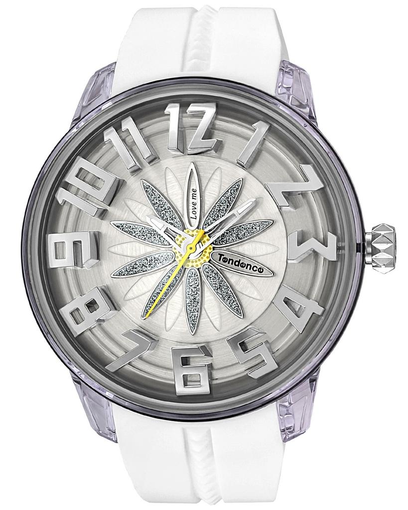 Watch Silver Dial Polyamide Mineral Glass Quartz 50MM Watch TY023004 Regular Import White [Tendence] Women's