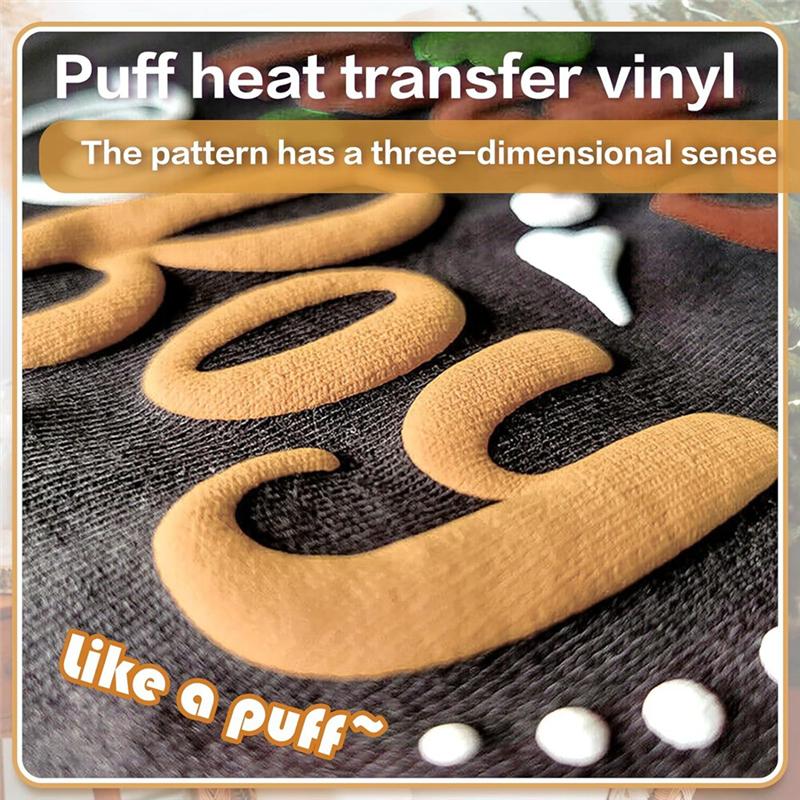 Puff Heat Transfer Vinyl 3D Puff Vinyl Heat Transfer HTV Iron On Puff Vinyl 5 Sheets For DIY T-Shirt Fabric Craft Durable