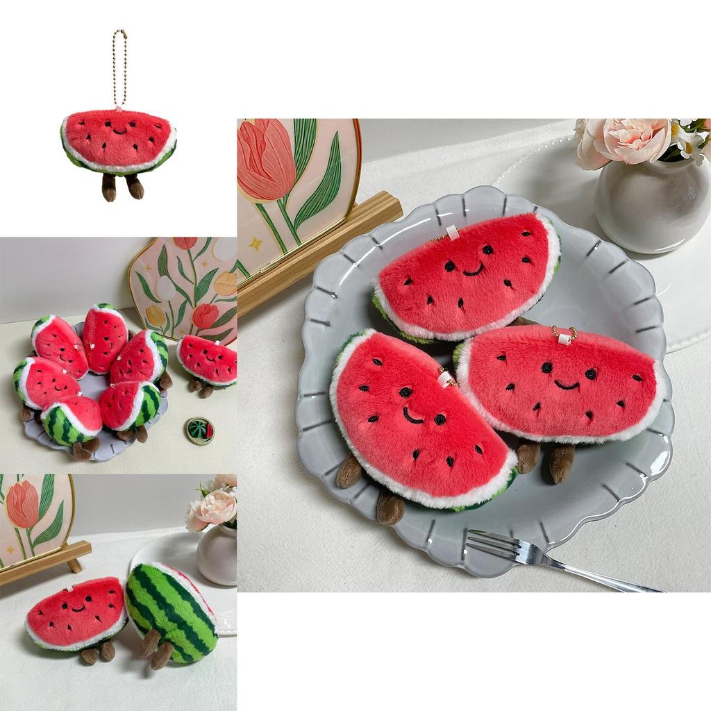 Cute Watermelon Plush Keychain With Pp Cotton Filling For Bag Decoration And Collectors