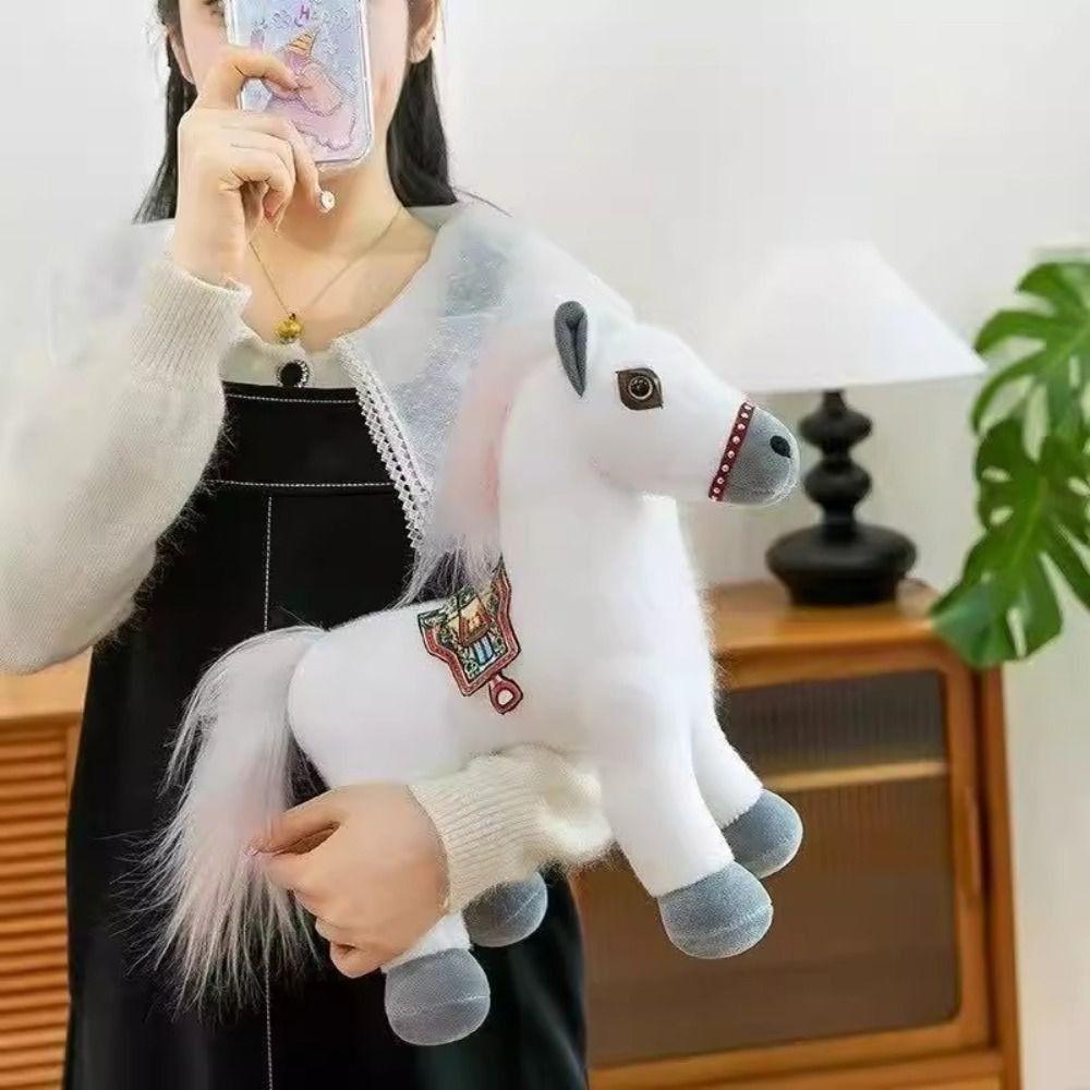 Simulation Standing Foal Plush Doll Long Mane Cartoon Horse Stuffed Toy  Easter Gifts