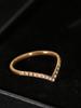 1 Piece Stainless Steel 18K Gold European and American Light Luxury V-shaped Ring Inlaid with Rhinestone Finger Ring