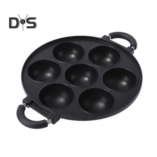 

Сковорода для выпечки торта с 7 отверстиями, гладкая сковорода для омлета, антипригарная сковорода для шариков осьминога, омлетница для завтрака A