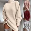  Autumn/Winter Hot Style Knitted Mid-Length Raglan Sleeve Semi-High Neck Sweater Dress