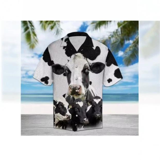 Men's Hawaiian animal print short-sleeved summer casual and fun top shirt